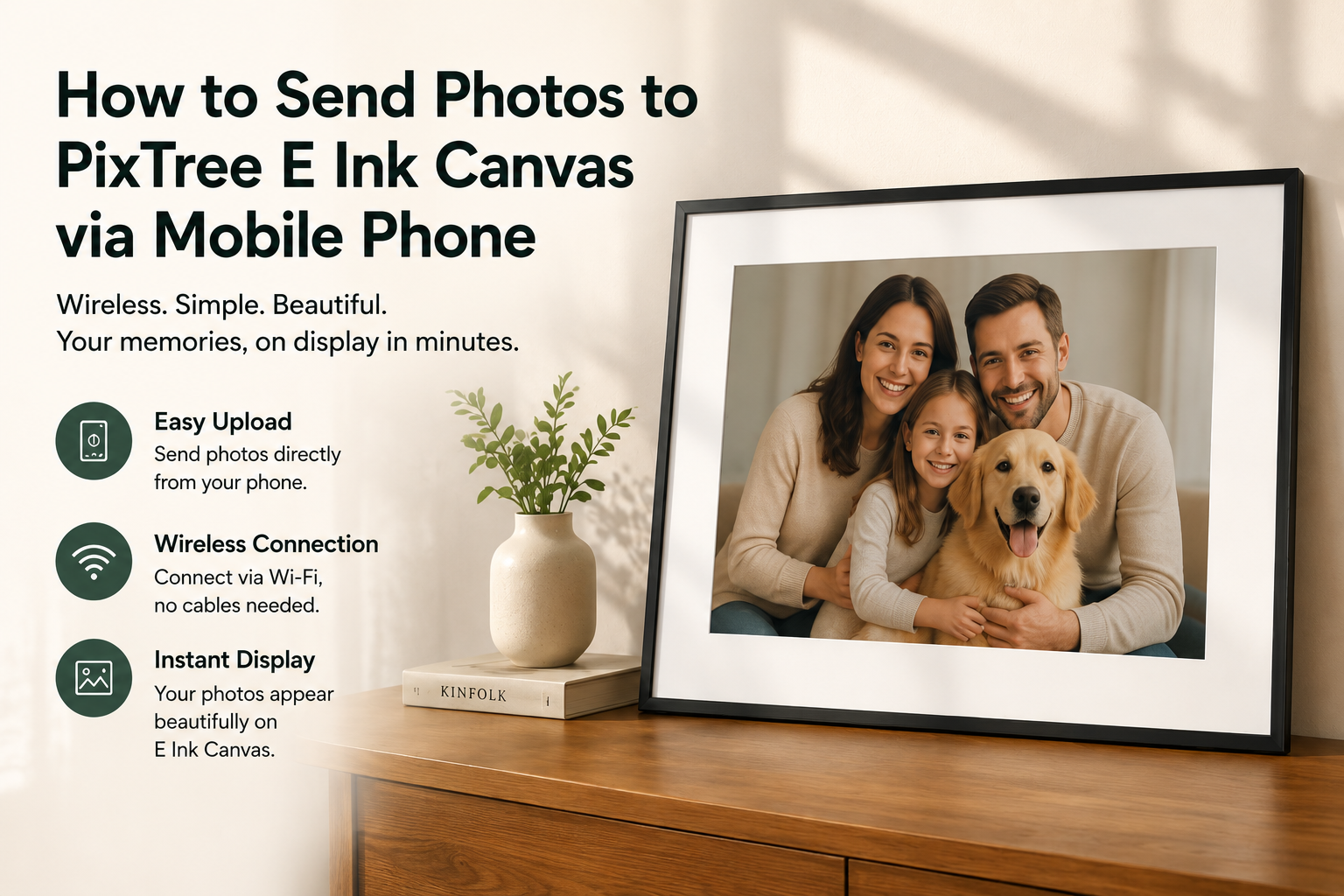 How to Send Photos to PixTree E Ink Canvas via Mobile Phone